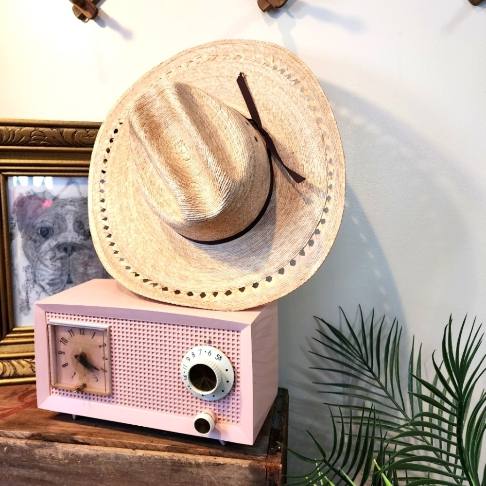 Vintage Straw Cowboy Hat Made Mexico 12X Whistler Hat 'N' Hand Size 7 1/8
